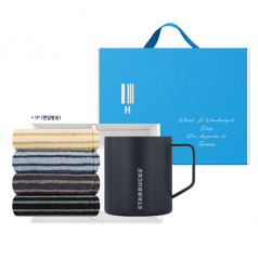 스타벅스 블랙 데비 텀블러 414ml 호텔핸드타올 1P 색상랜덤 손잡이 기프트박스 세트