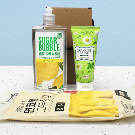 슈가버블 주방세제+면코팅 고무장갑+부케가르니 핸드크림+끈케이스 #2