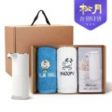[송월타올] 디스펜서 기프트세트 12, 스누피 피너츠40 타올 180gx2P + 웰세스 디스펜서 360ml 1P
