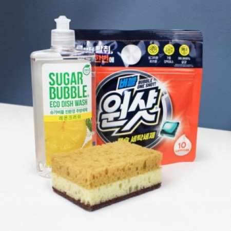 슈가버블 주방세제 + 슈가버블 버블원샷 캡슐세제 + 양면 떡수세미 + #2