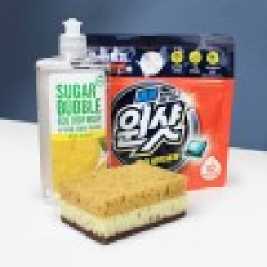 슈가버블 주방세제 + 슈가버블 버블원샷 캡슐세제 + 양면 떡수세미 +