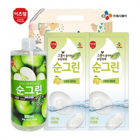 CJ 이츠웰 순그린사과500ml 순그린리필300ml 2개 3종세트 #3
