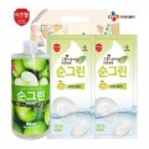 CJ 이츠웰 순그린사과500ml 순그린리필300ml 2개 3종세트