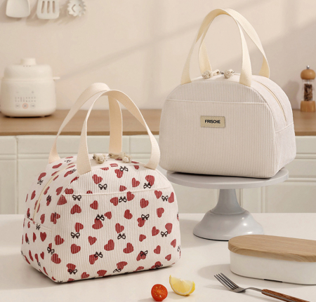 휴대용 코듀로이 보온보냉 도시락 피크닉 가방 #3