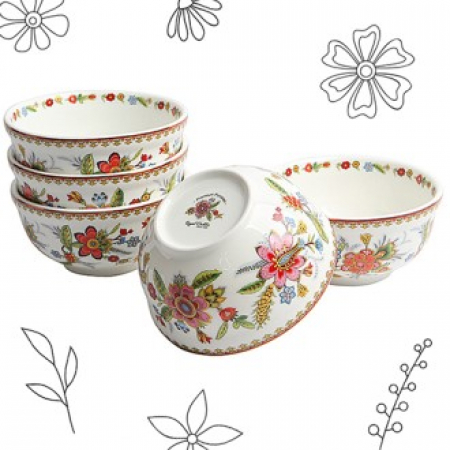 달리아꽃 면기5P 세트, 엠보싱+입체+금박디자인 #2