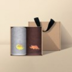 [송월타월] 항균 공룡고리 핸드타올 2매 크라프트세트