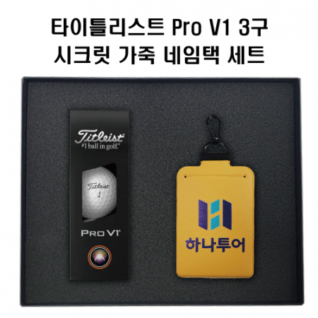 타이틀리스트 Pro V1골프공+정보보호 시크릿 가죽 골프 네임택 #3