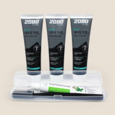 2080 내츄럴 챠콜 블랙치약 125g 3매입 + 위덴 휴대용 양치세트
