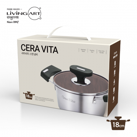리빙아트 세라비타 스테인리스 스틸 냄비 18cm 양수 #5