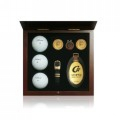 골프용품 기프트세트 가죽 네임텍 타원형 대형검정 원목케이스대형 클립볼마커소형금지 골프공 W0010