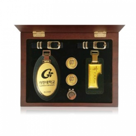 골프용품 기프트세트 가죽 네임텍 직사각 중형 검정 타원형 대형 검정 원목케이스 클립볼마커 소형금지 W0004 #2