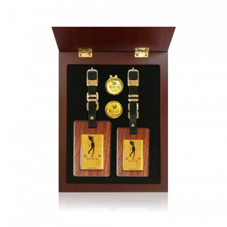 골프용품 기프트세트 원목 네임텍 직사각대형 중형 원목케이스 클립 볼마커 소형금지 W0003 #2