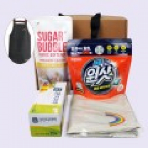 버블원샷 캡슐세제 + 슈가버블 섬유유연제 리필 + 방수 앞치마 + 크린지퍼백 4종세트