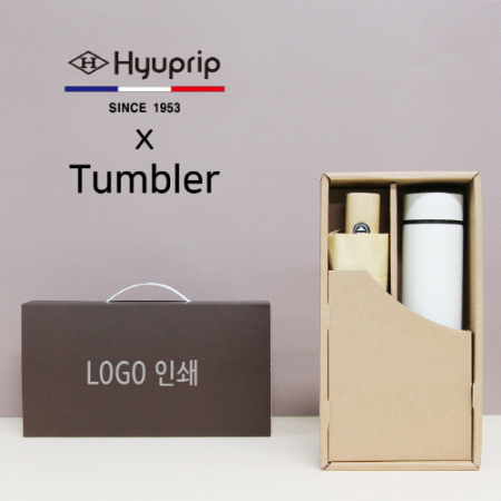 협립 3단 마시멜로 완전 자동 우산 + 모노 500ml 텀블러 세트 #2