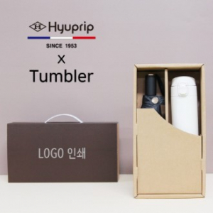 협립 3단 암막 골든블랙 수동 우양산 + 모던 원터치 500ml 텀블러 세트