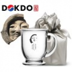 한국전통 에디션 수막새 신라미소 드로잉 글라스 머그컵 440ml 보자기 선물포장 기념품