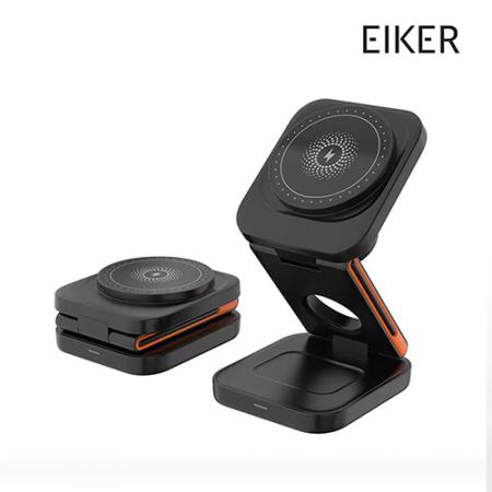 EIKER 3in1 폴딩 맥세이프 접이식 무선충전기 초경량 15W 고속 마그네틱 충전 거치대 #5