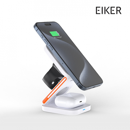 EIKER 3in1 폴딩 맥세이프 접이식 무선충전기 초경량 15W 고속 마그네틱 충전 거치대 #7