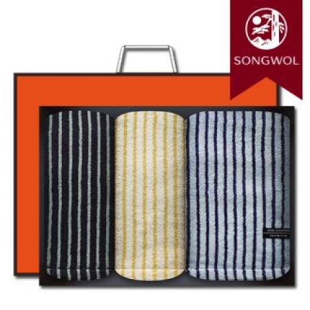 송월타올 호텔컬렉션 스트라이프솔리드 바스1장+세면2장 선물세트(박스+쇼핑백 포함) #2