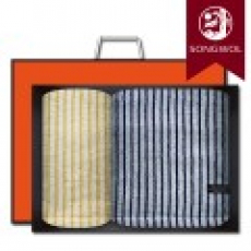 송월타올 호텔컬렉션 스트라이프솔리드 바스1장+세면1장 선물세트(박스+쇼핑백 포함)