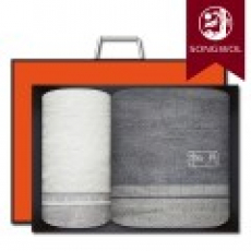 송월타올 격자 바스1장+세면1장 선물세트(박스+쇼핑백 포함)