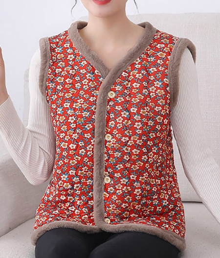 할머니조끼 김장조끼 겨울조끼 융털안감조끼 꽃무늬조끼 #4