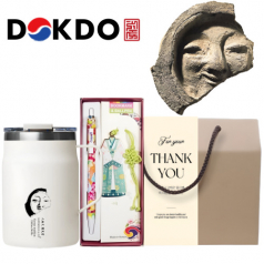 한국전통 신라의 미소 파우더 머그 독도보틀 480ml 볼펜 책갈피 북마크 기념품 선물세트