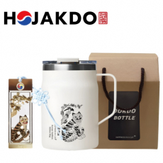 한국전통 까치와호랑이 호작도 파우더 머그 480ml 책갈피 선물세트