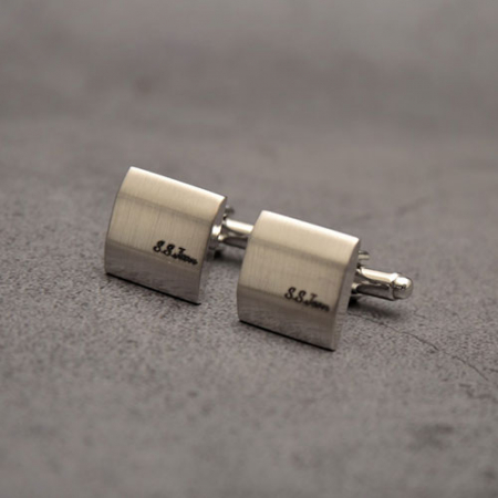 사각 헤어라인텍스쳐 커프스버튼(블랙이니셜각인) #3