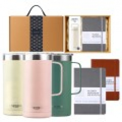 글라스락 플레인 머그 텀블러500ml+가죽 다이어리 기프트박스 선물세트