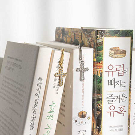 유니공작소 금속 큐빅 십자가 책갈피 북마크 실버 (이니셜각인) #6