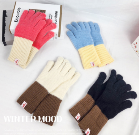 구멍 손가락 장갑 투톤 니트 남여공용 핑거홀 #3