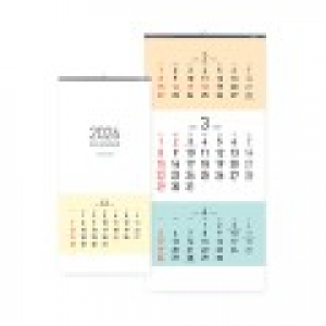 2026년 벽걸이 달력 3단 칼라 숫자판 335x700 / 3단 달력