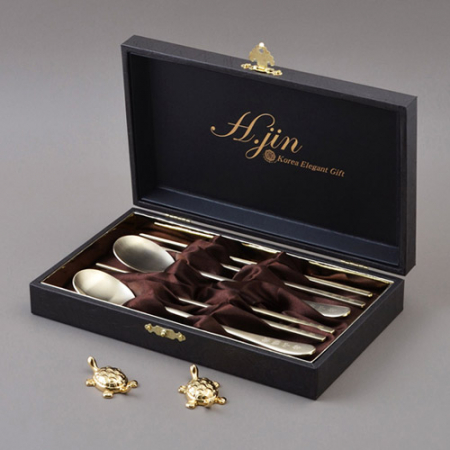 H.jin현진 금거북 수산복해 티타늄수저 2인세트 #3