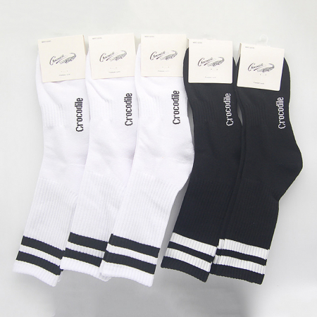 크로커다일 남자 장목 이중 바닥 쿠션 스포츠 양말 #3