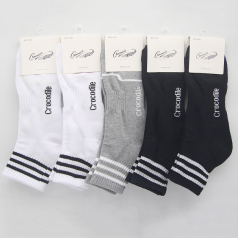 크로커다일 남자 단목 이중 바닥 쿠션 스포츠 양말