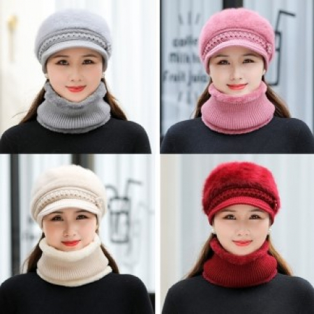 여성 겨울 앙고라 모자 넥워머 세트 #2