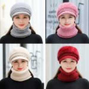 여성 겨울 앙고라 모자 넥워머 세트