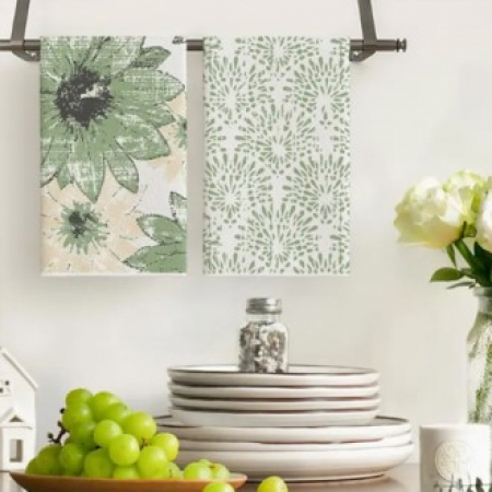 623 그린 내추럴 주방 타월 4개 세트 #2