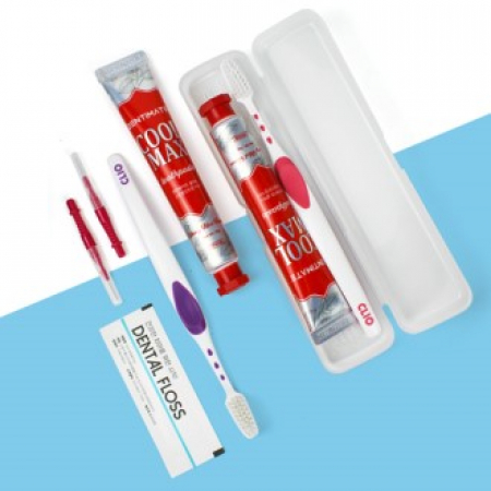 크리오 쿨맥스 치약 + 미세모칫솔 + 일회용치실 + 일자형 치간칫솔 2개 + 투명케이스 #2