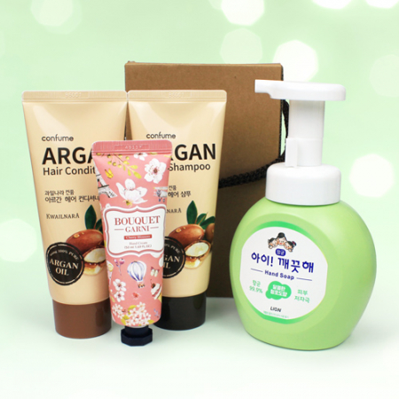 과일나라 아르간 샴푸+컨디셔너 + 부케가르니 핸드크림 + 아이깨끗해 핸드워시 + 끈케이스 #3