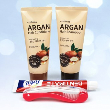 과일나라 컨퓸 아르간 샴푸+컨디셔너 + 크리오 덴티메이트 치약 + 고급형 접이식 칫솔 + 종이케이스 #2