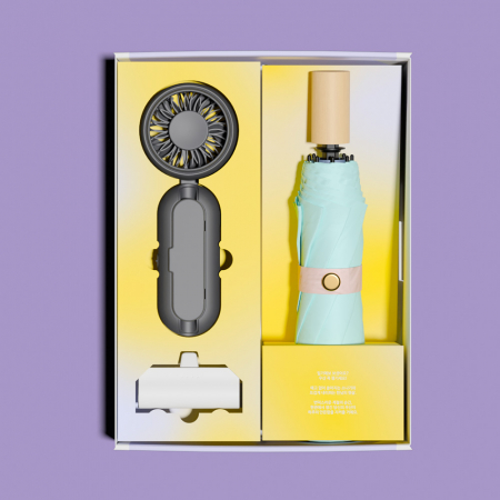 루티네 선물세트 삼색 삼단 수동 양우산 + 우산애착 미니 선풍기 + 보조배터리 #5