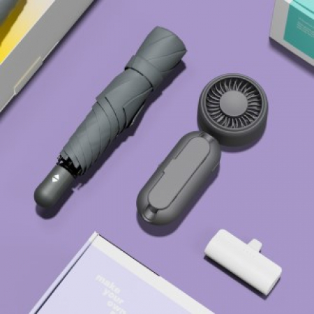 루티네 선물세트 초경량 핸디 자동 양우산 + 우산애착 미니 선풍기 + 보조배터리 #2