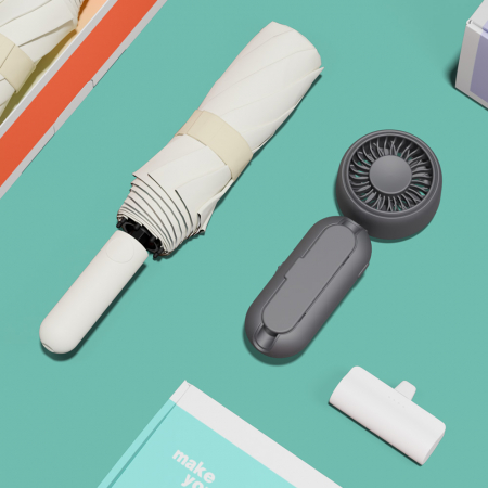 루티네 선물세트 솜사탕 3단 자동 양우산 + 우산애착 미니 선풍기 + 보조배터리 #3