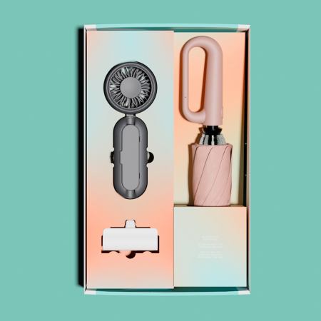 루티네 선물세트 비너그립 거꾸로 자동 양우산 + 우산애착 미니 선풍기 + 보조배터리 #5