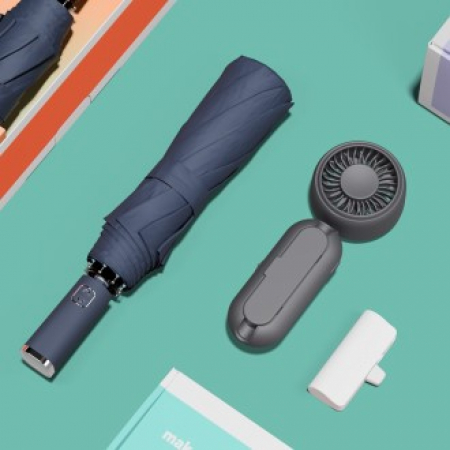 루티네 선물세트 베이직 3단 자동 우양산 + 우산애착 미니 선풍기 + 보조배터리 #2