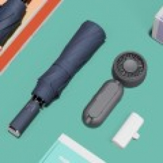 루티네 선물세트 베이직 3단 자동 우양산 + 우산애착 미니 선풍기 + 보조배터리