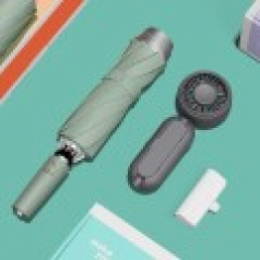 루티네 선물세트 거꾸로 2세대 자동 우양산 + 우산애착 미니 선풍기 + 보조배터리
