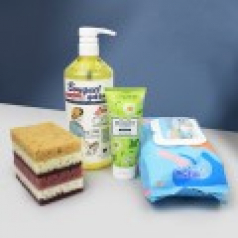 부케가르니 주방세제 750ml  핸드크림 100g + 세균닦는 행주티슈 70매 + 떡수세미 2개